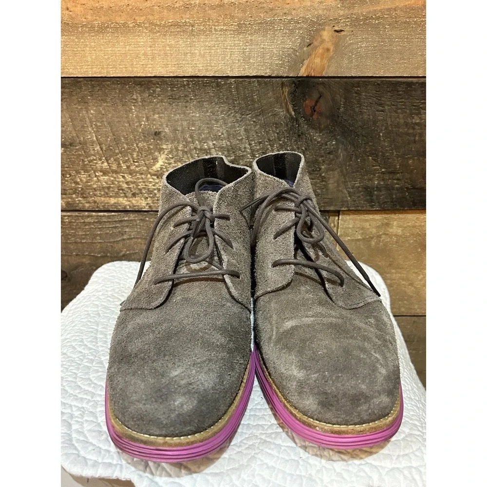 COLE HAAN LUNAR GRAND CHUKKA Comfort Suede Laced Up Ankle Boots Sz 10